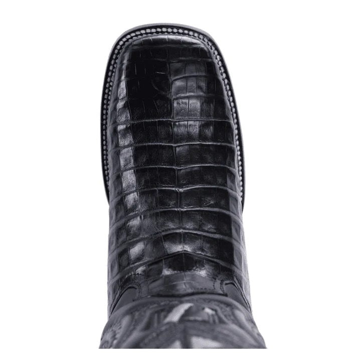 Botas de Cocodrilo Panza Original Horma Rodeo Cuadrada Color Negro JB-506N - Joe Boots