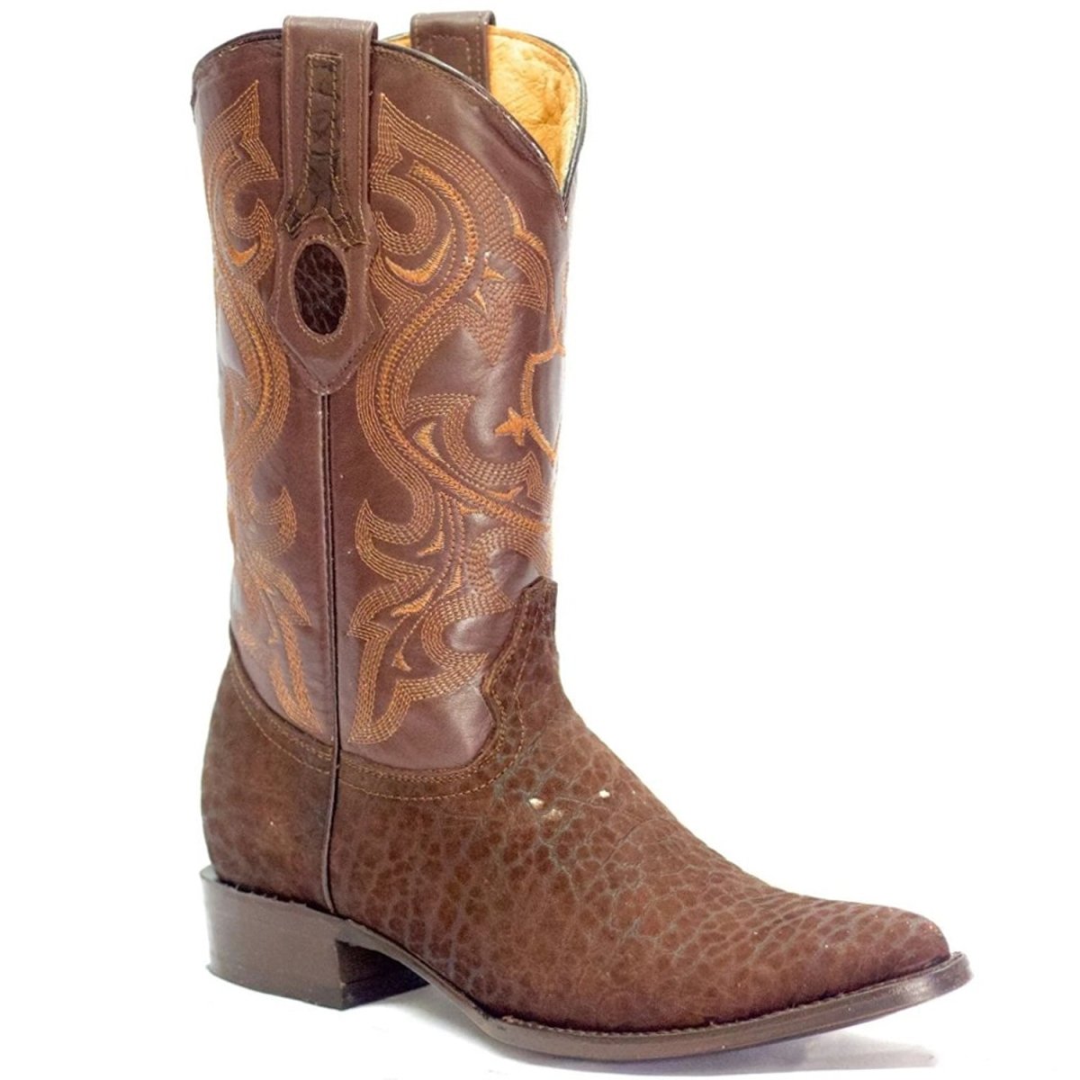 Botas de Cuello de Toro Grabado Horma Puntal Color Cafe - Rodeo Imports