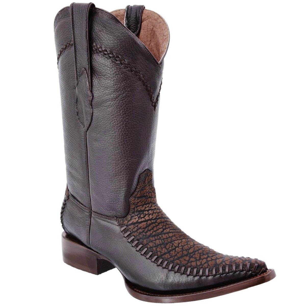 Botas de Cuello de Toro Original Tejida Horma 3X Aladino Color Cafe WD-088 - White Diamonds