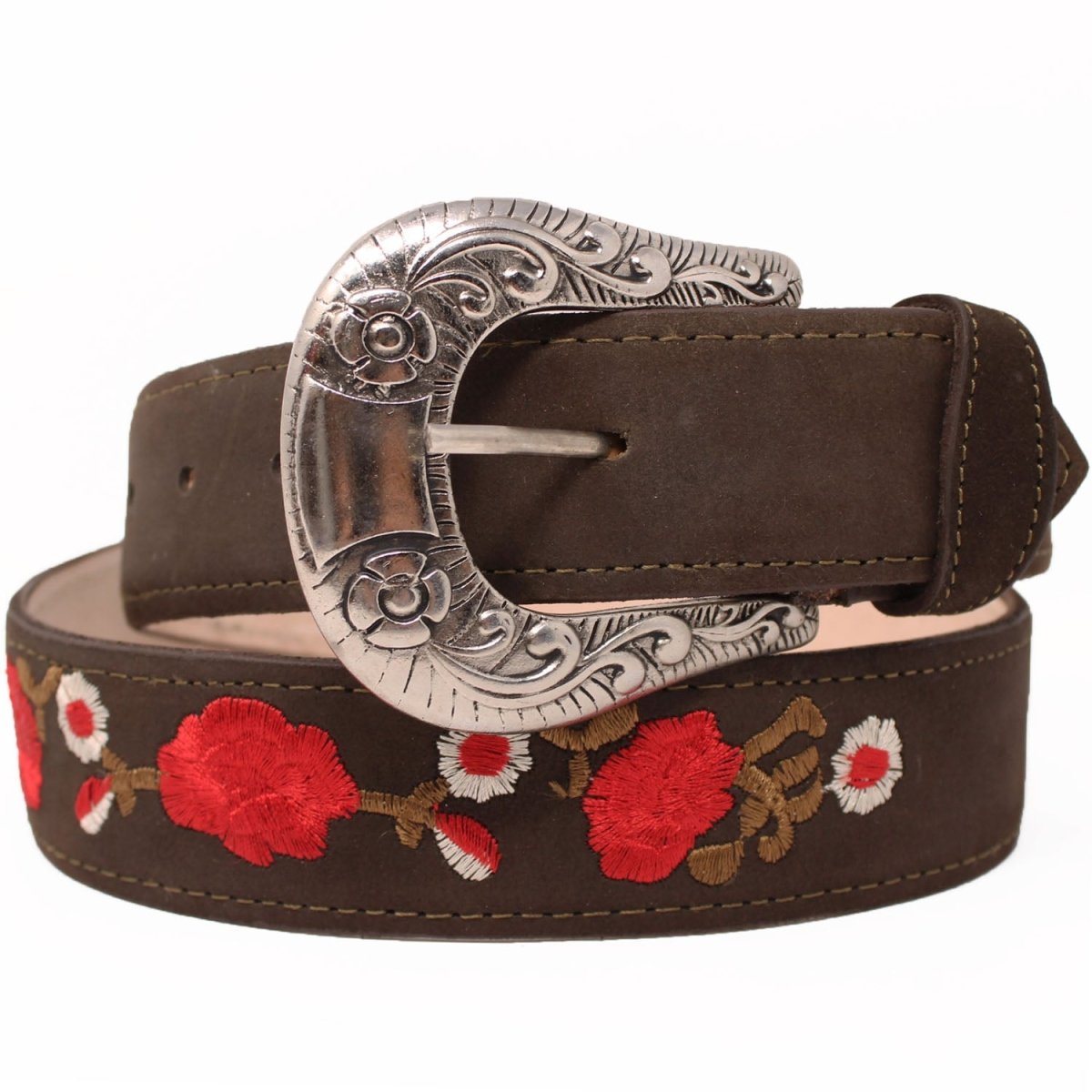Botas de Cuero Acabado Nobuck para Dama con Bordado Cafe ROD-41507 - Rodeo Imports