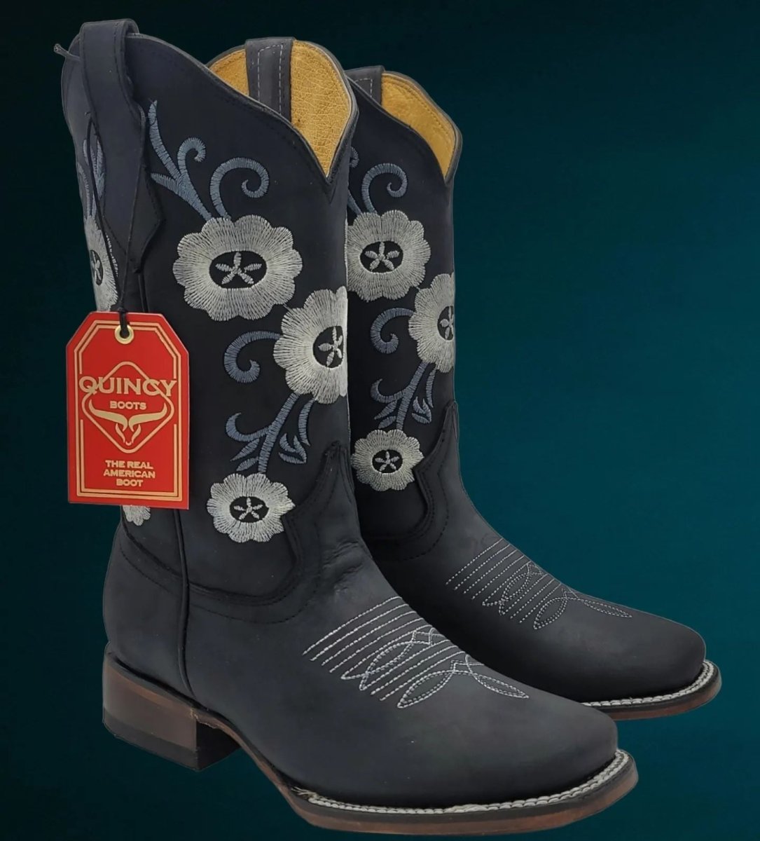 Botas de Cuero con Flores para Mujer en Horma Rodeo Q322MF6205 - Quincy Boots