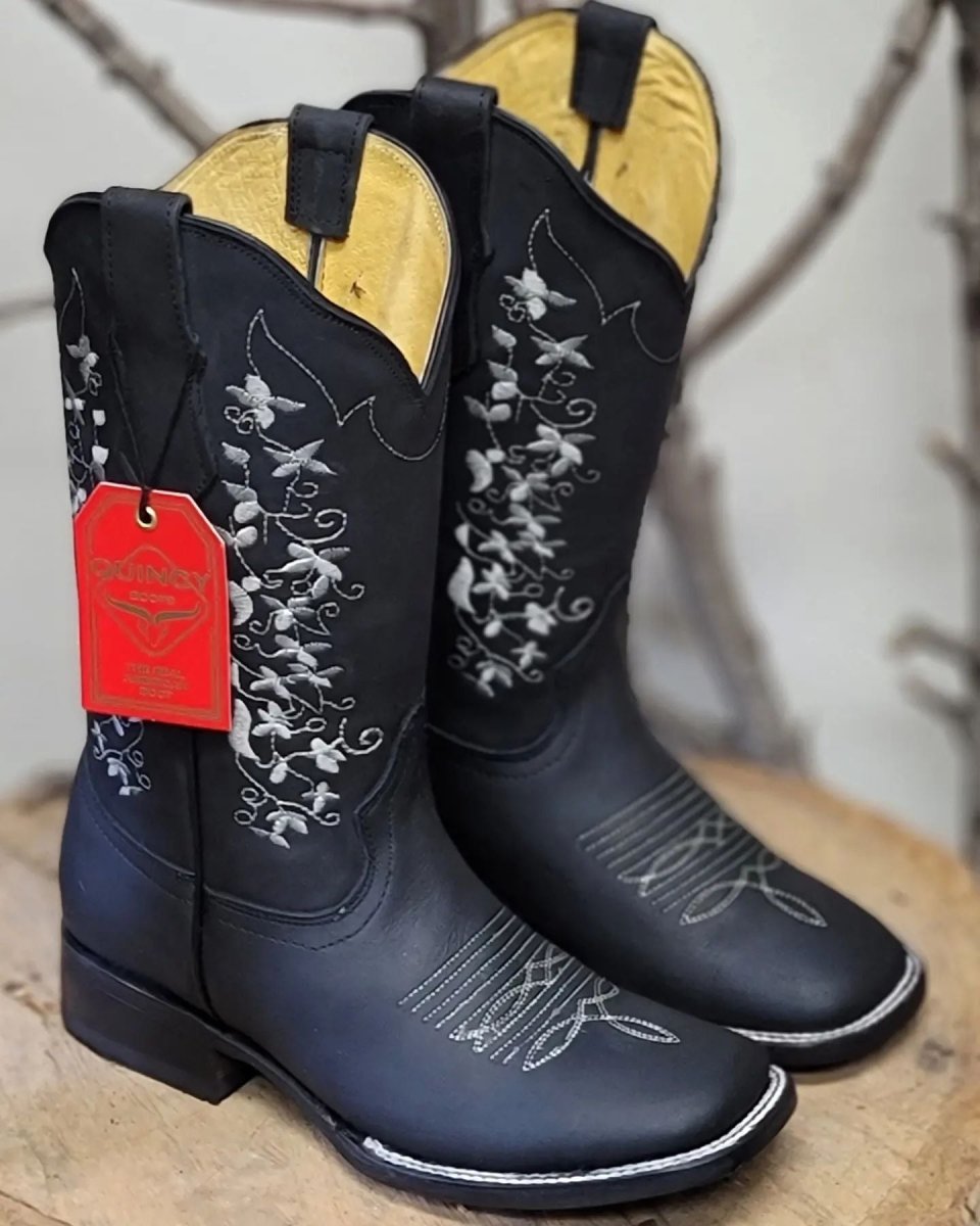 Botas de Cuero con Flores para Mujer en Horma Rodeo Q322MFC6205 - Quincy Boots