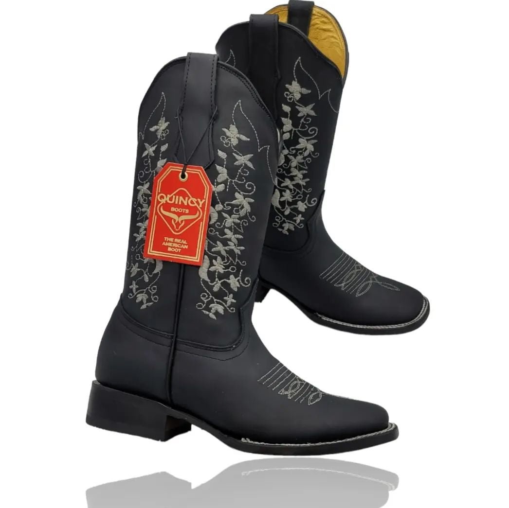 Botas de Cuero con Flores para Mujer en Horma Rodeo Q322MFC6205 - Quincy Boots