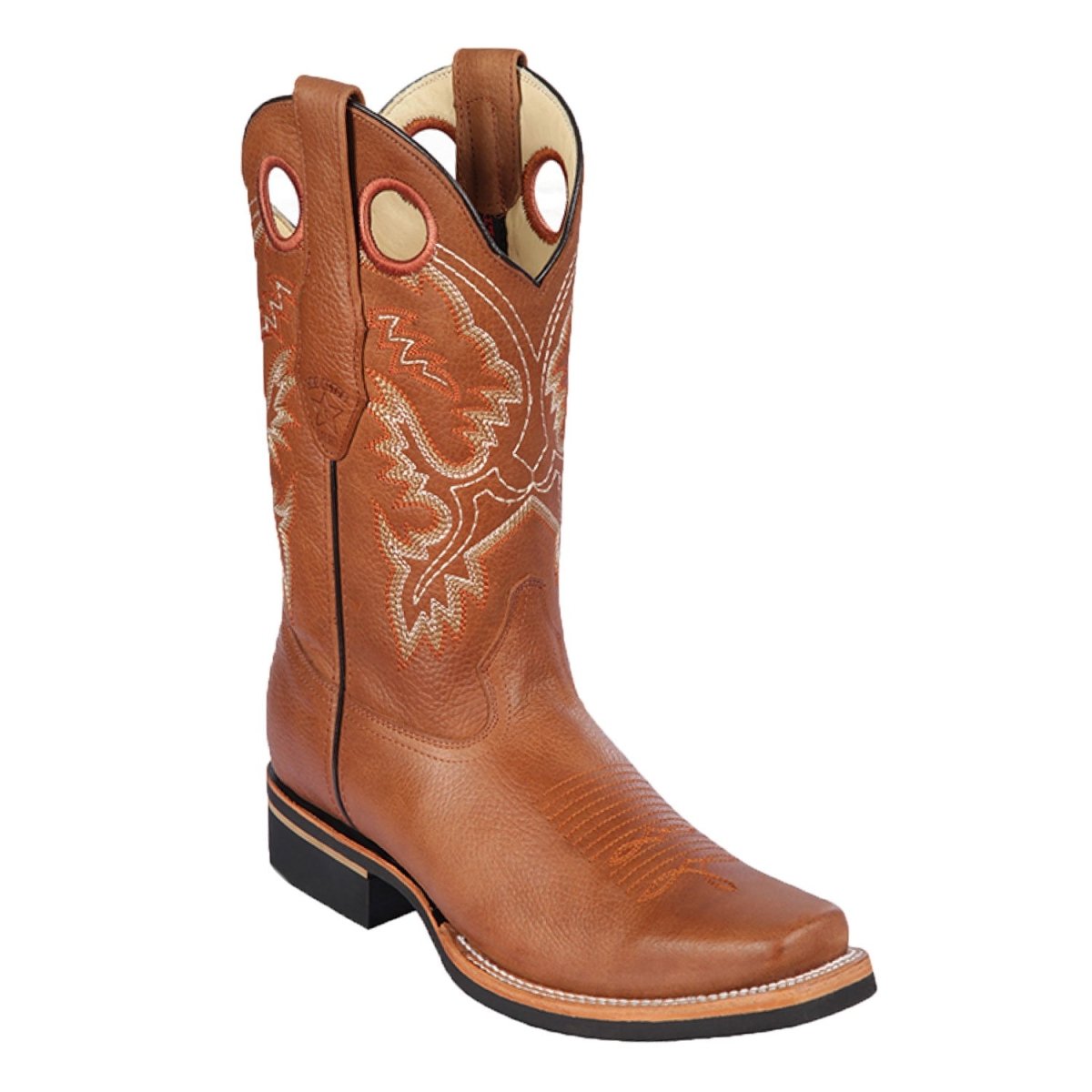 Western Genuine Leather Square Wide Toe Rodeo Boots Honey Color – Los Altos Boots – Side View
