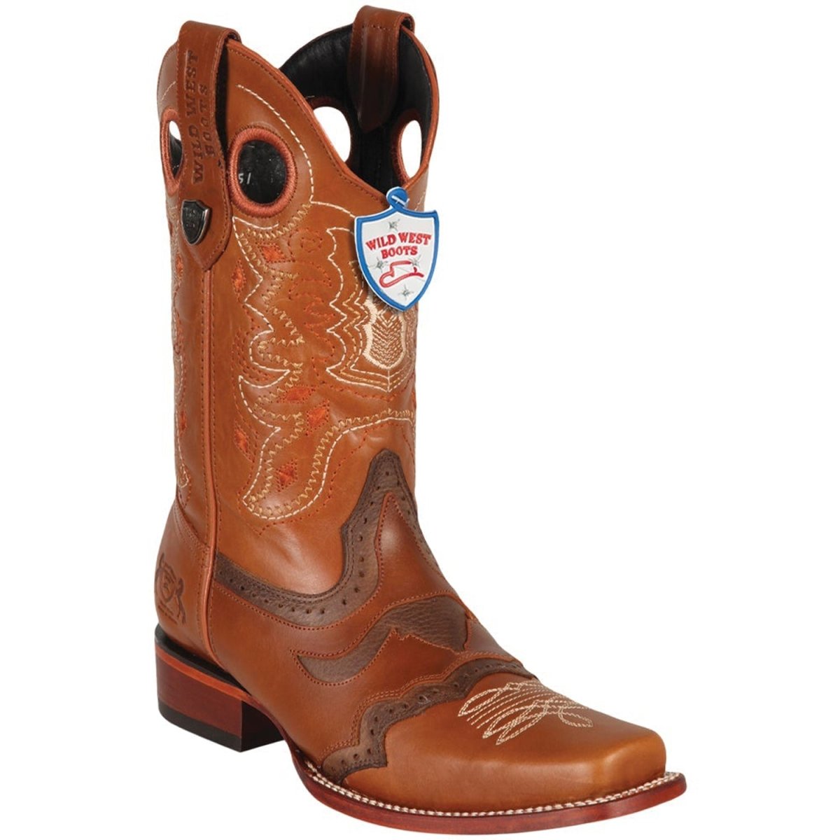Genuine Leather Rodeo Square Toe Boots Honey Color - Wild West Boots