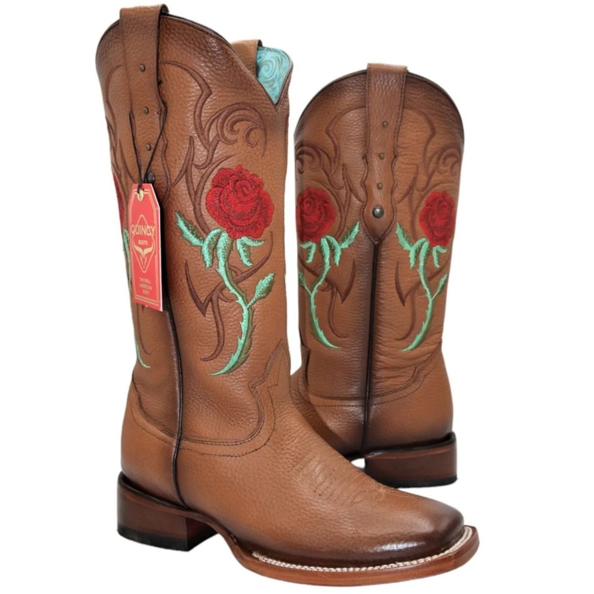 Botas de Cuero con Rosas para Mujer en Horma Rodeo Q322R2751 - Quincy Boots