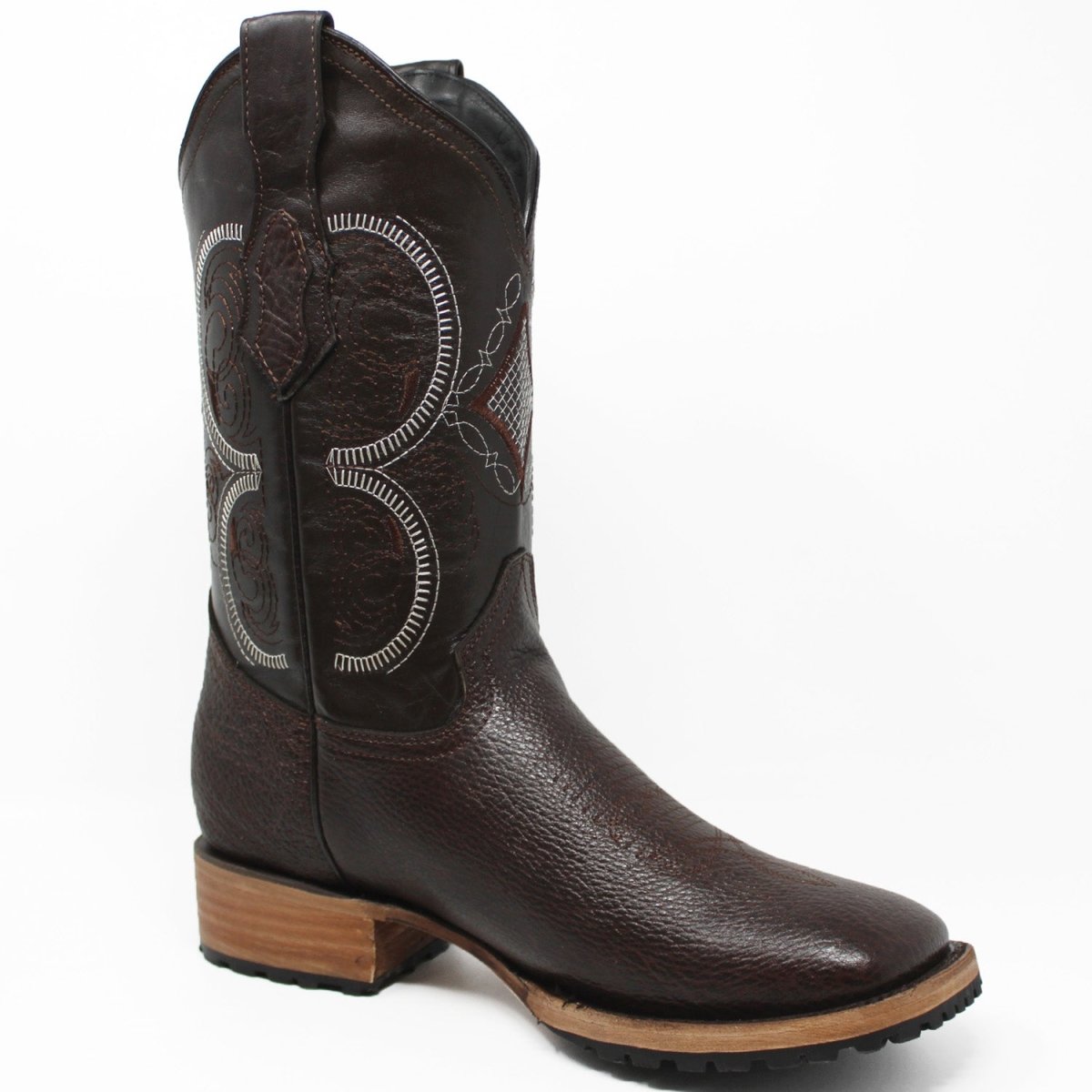 Botas de Cuero Cuello de Toro Original Horma Rodeo Suela Tractor WD-284 - White Diamons Boots