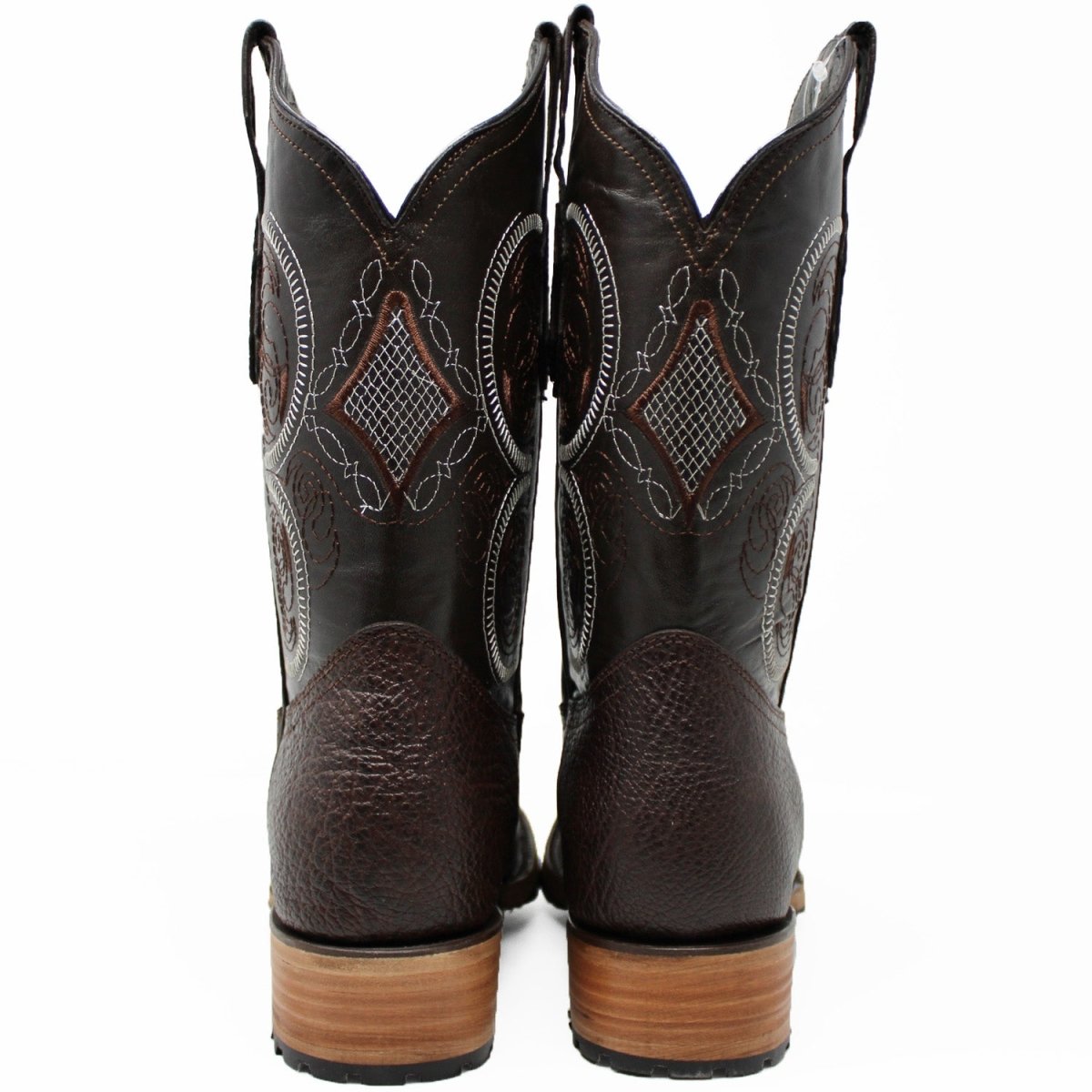 Botas de Cuero Cuello de Toro Original Horma Rodeo Suela Tractor WD-284 - White Diamons Boots