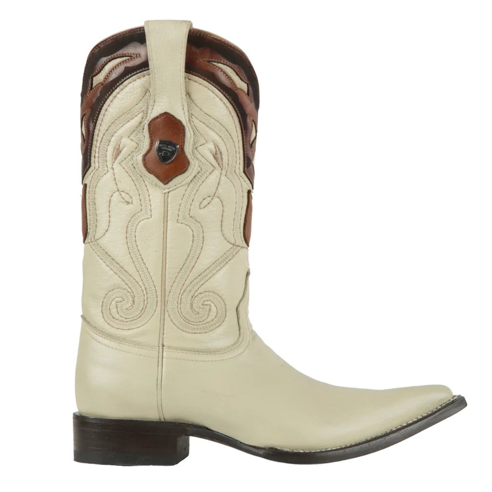 Western Genuine Elk 3X Toe Boots Winter White Color - WIld West Boots - Right Side View