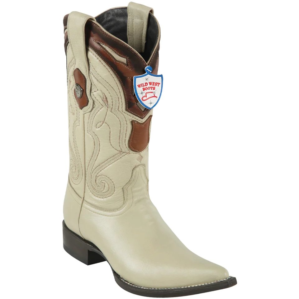 Western Genuine Elk 3X Toe Boots Winter White Color - WIld West Boots - Side View