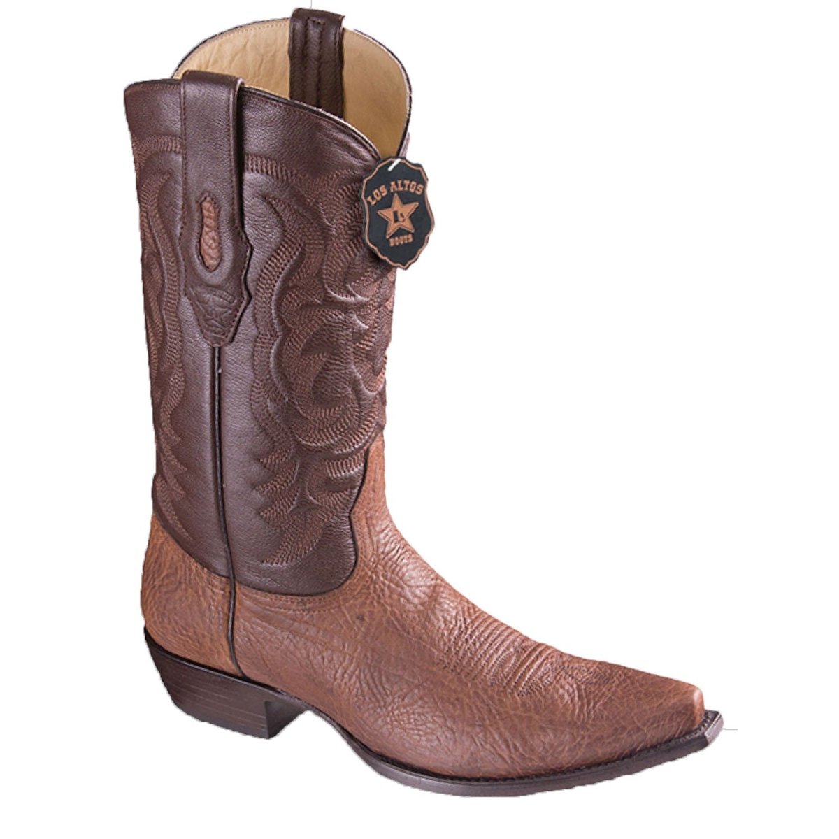 Botas de Cuello de Toro Original Punta Rodeo Cuadrada Ancha Color Negro - Los Altos Boots
