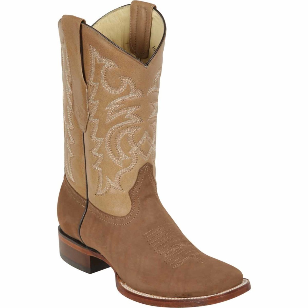 Western Genuine Suede Leather Boots Square Toe Taupe - Los Altos Boots - Side View