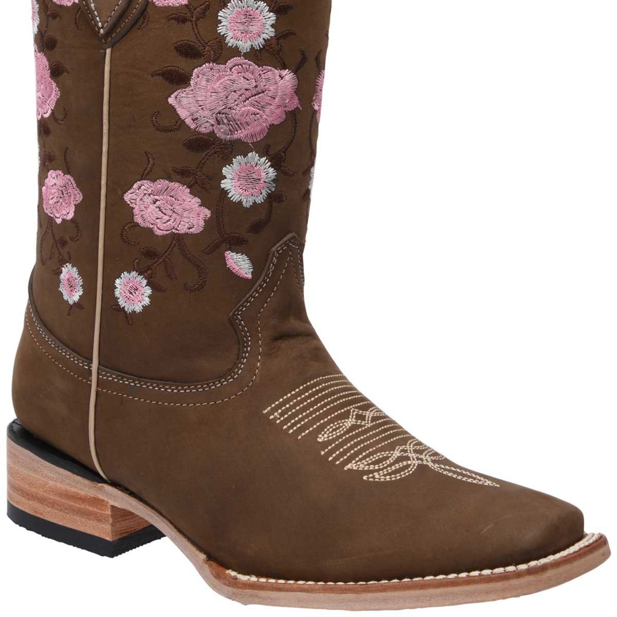 Botas de Cuero Horma Rodeo Nobuck para Mujer WD-495 - White Diamonds Boots