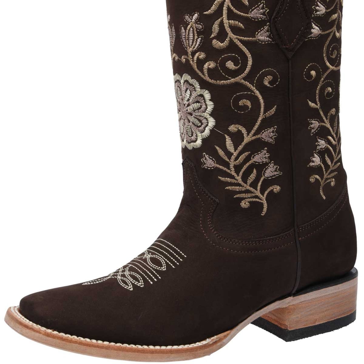 Botas de Cuero Horma Rodeo Nobuck para Mujer WD-496 - White Diamonds Boots