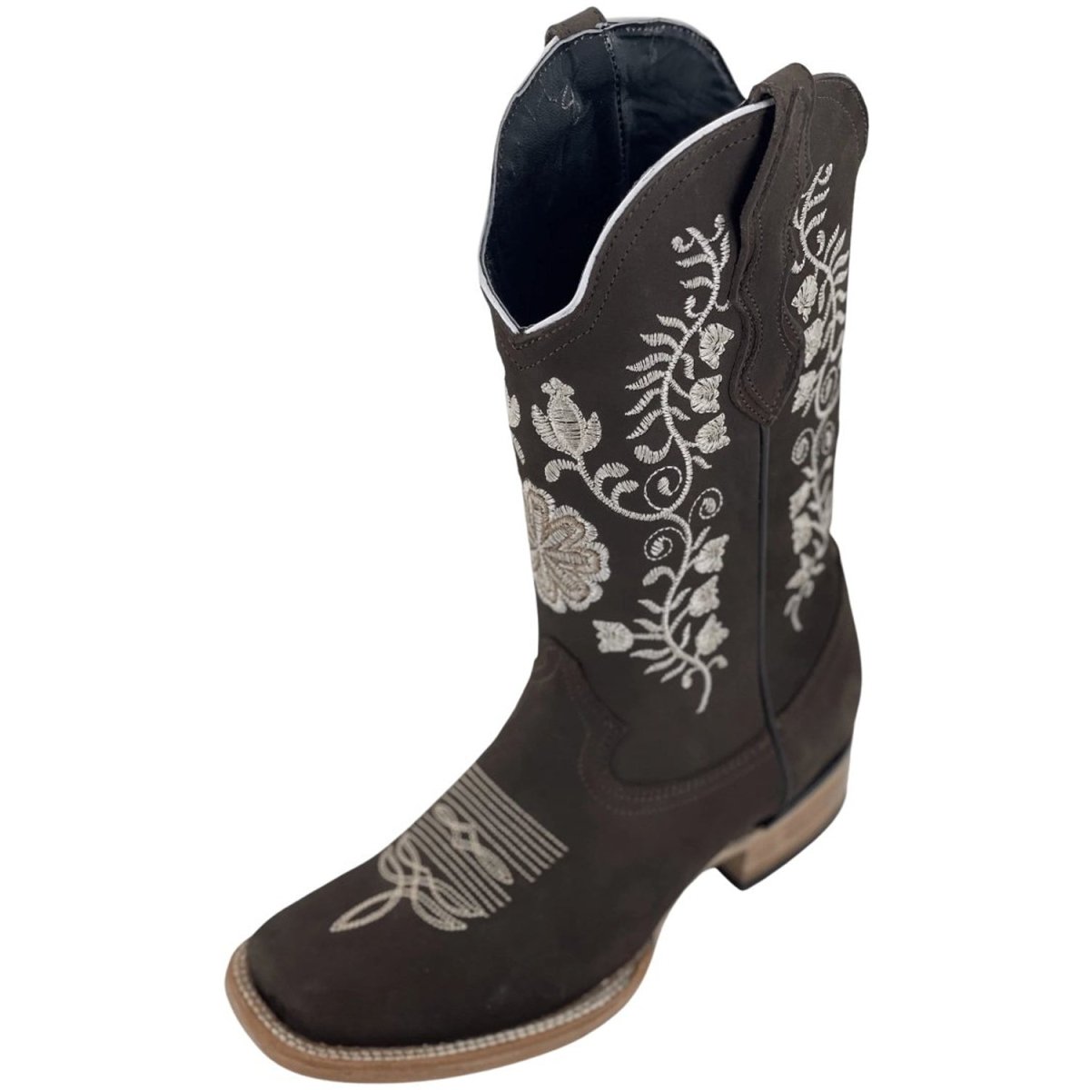 Botas de Cuero Horma Rodeo Nobuck para Mujer WD-496 - White Diamonds Boots