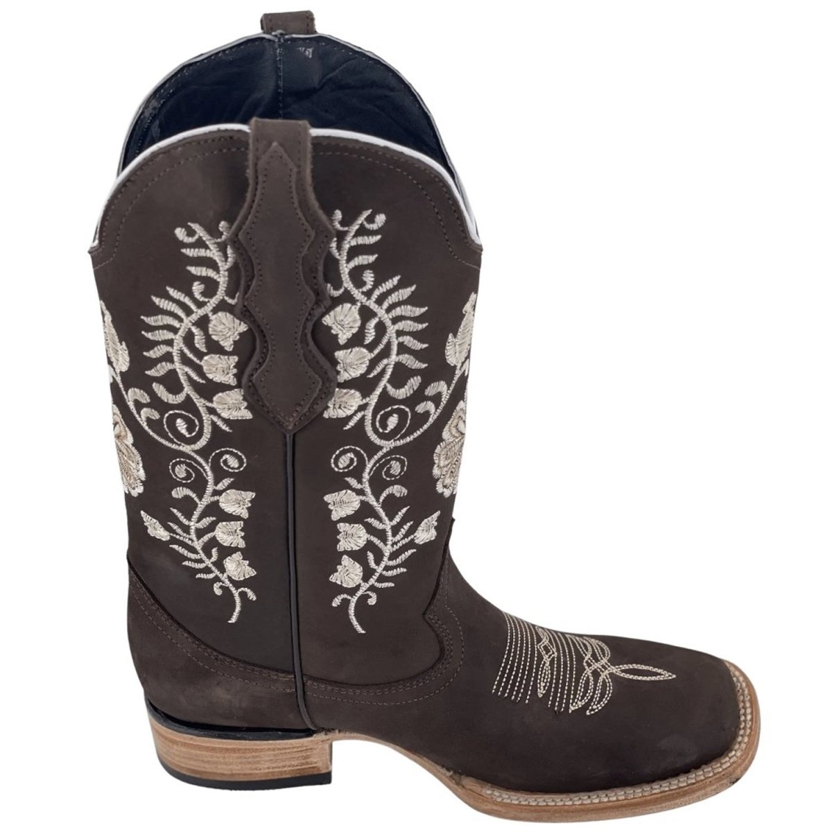 Botas de Cuero Horma Rodeo Nobuck para Mujer WD-496 - White Diamonds Boots