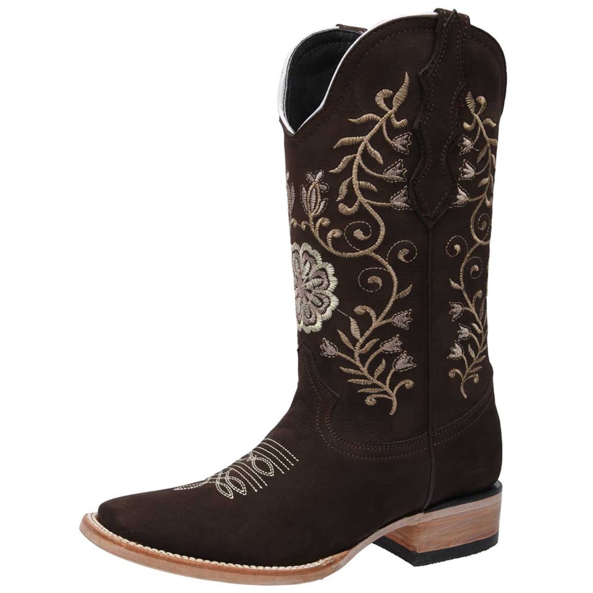 Botas de Cuero Horma Rodeo Nobuck para Mujer WD-496 - White Diamonds Boots