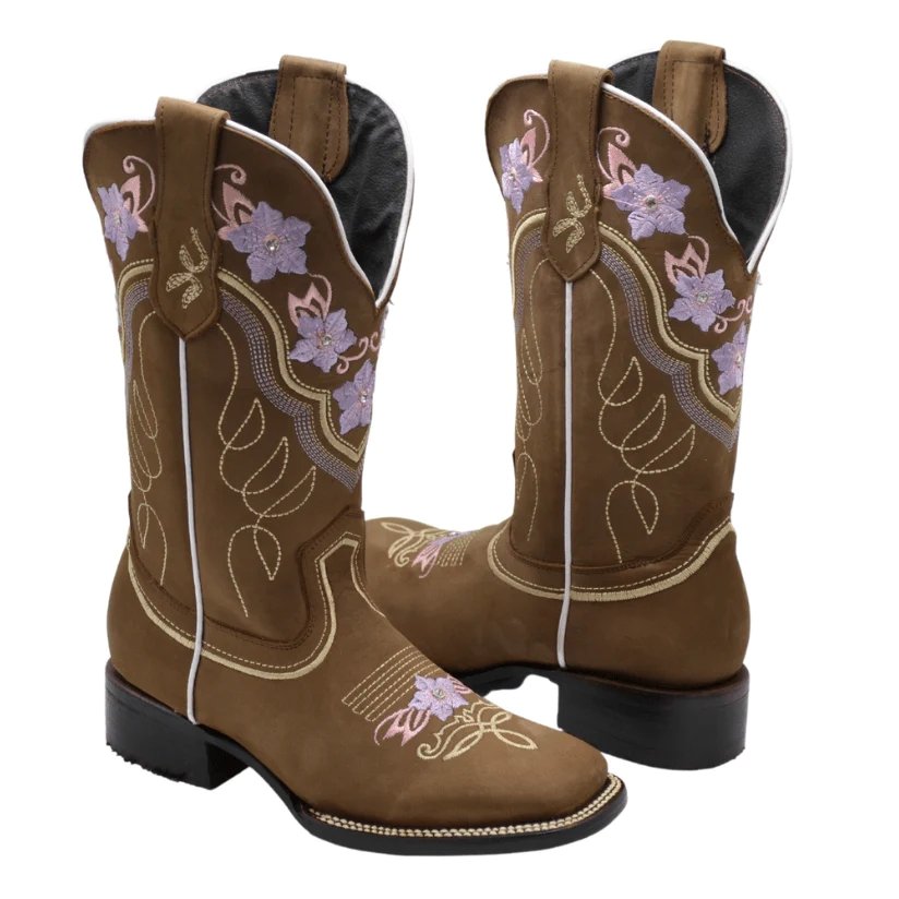 Botas de Cuero Horma Rodeo para Mujer Color Cafe JB-JAZMIN - Joe Boots