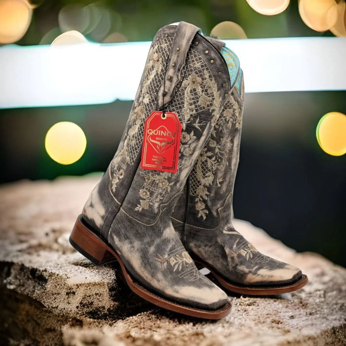 Botas de Cuero Lijado para Mujer en Horma Rodeo Color Choco Q3226259L - Quincy Boots