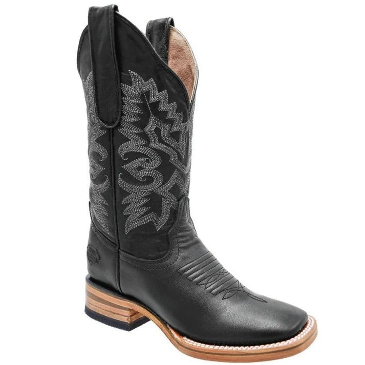 Botas de Cuero Napa Original Horma Rodeo para Mujer Color Negro WD-506 - White Diamonds Boots