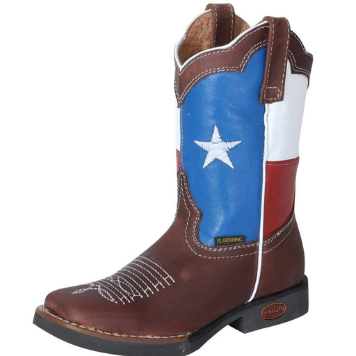 Botas de Cuero Original Horma Rodeo para Niño con Bandera de Texas GEN-41954 - Rodeo Imports