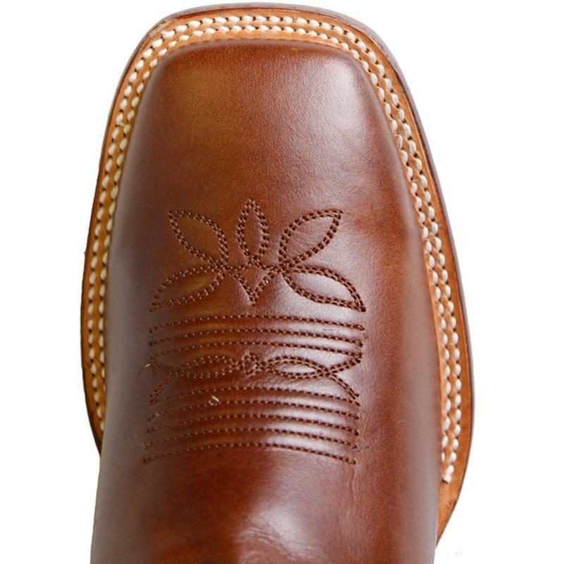 Western Wide Square Toe Leather Boots Brown Color - Los Altos Boots - Toe view