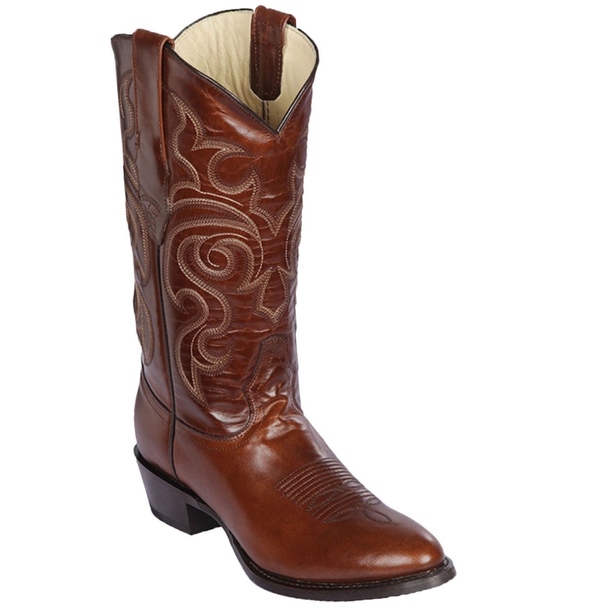 Western Genuine Leather Boots Round Toe Brown Color - Los Altos Boots Side View