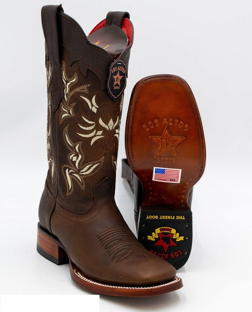 Botas de Cuero Rage Horma Rodeo Cuadrada para Dama Color Nuez LAB-322N9940 - Los Altos Boots
