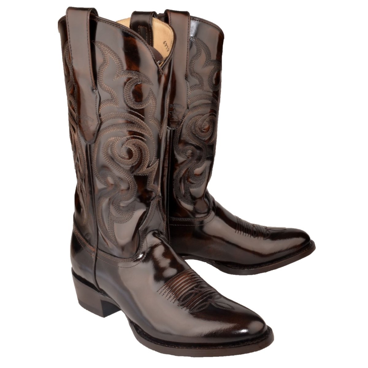 Western Genuine Leather Boots Brown Color Chamaleon Finish- Los Altos Boots Pair View