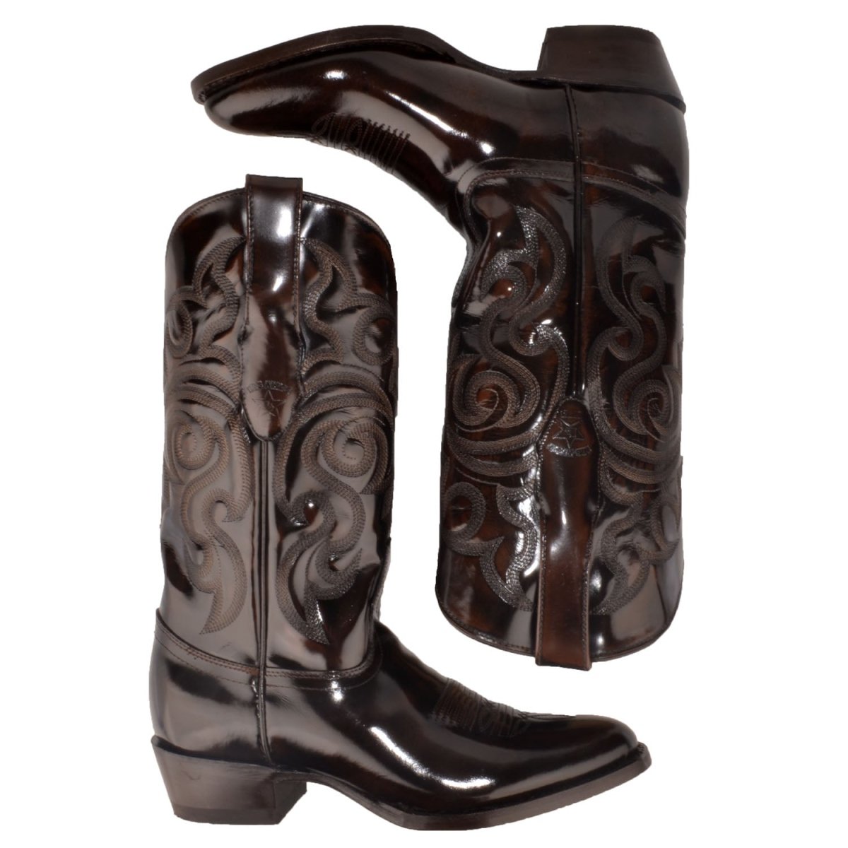 Western Genuine Leather Boots Brown Color Chamaleon Finish- Los Altos Boots Pair View