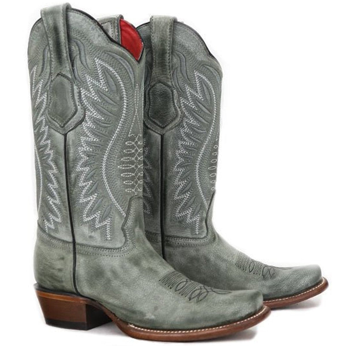 Genuine Leather Dubai Square Toe Women’s Boots Rustic Black Color – Los Altos Boots – Pair Side View