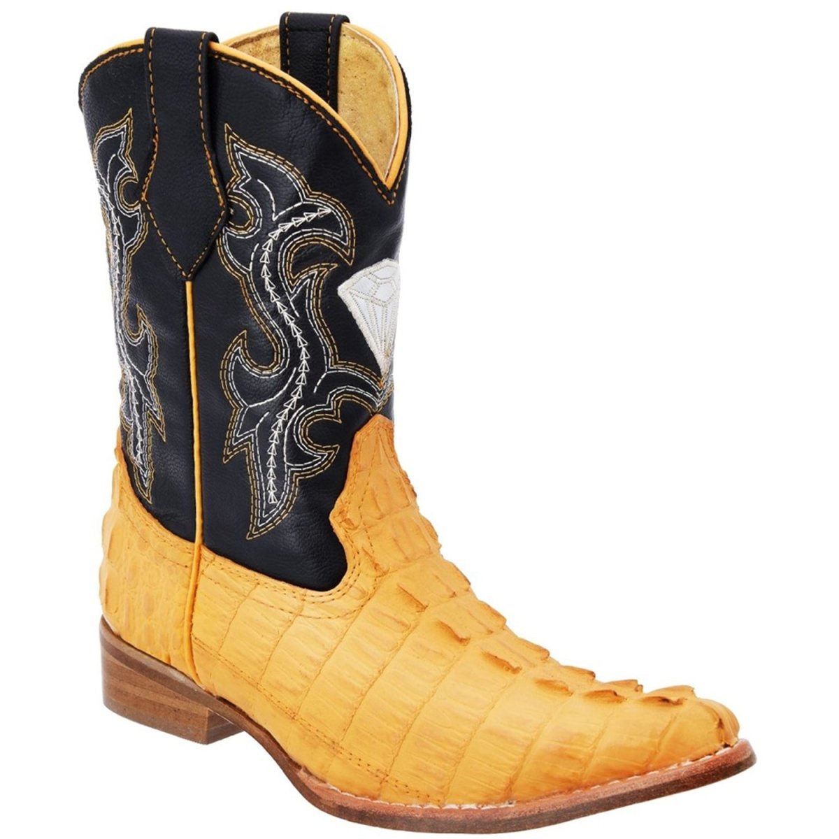 Botas de Imitacion Cocodrilo Horma 3X Aladino para Niño Color Mantequilla WD-369 - White Diamonds Boots