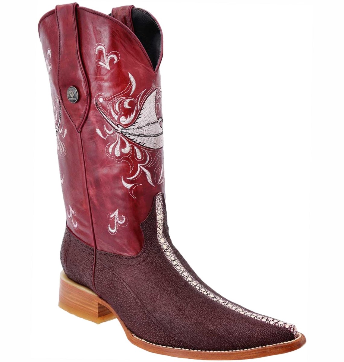 Botas de Mantarraya PC Grabada Horma 3X Aladino Color Vino WD-141 - White Diamonds Boots