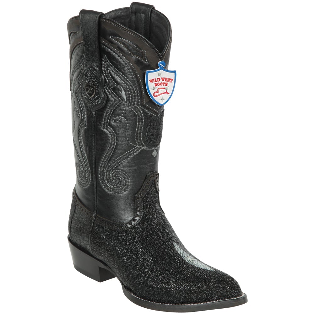 Botas de Mantarraya Perla Sencilla Original Punta Recortada Color Negro - Wild West Boots main image 1