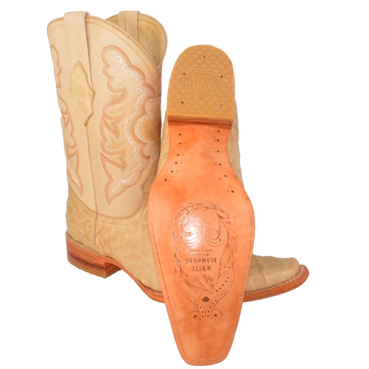 Botas de Oso Hormiguero Grabado Horma Europea Cuadrada WD-165 - White Diamonds