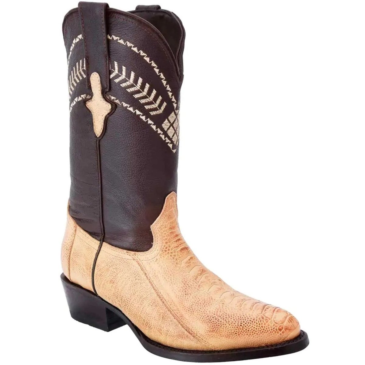 Botas  Cafe de Pata de Avestruz Original Horma Puntal WD-159
