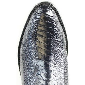 Western Genuine Ostrich Boots Round Toe Black Color - Los Altos Boots Toe view