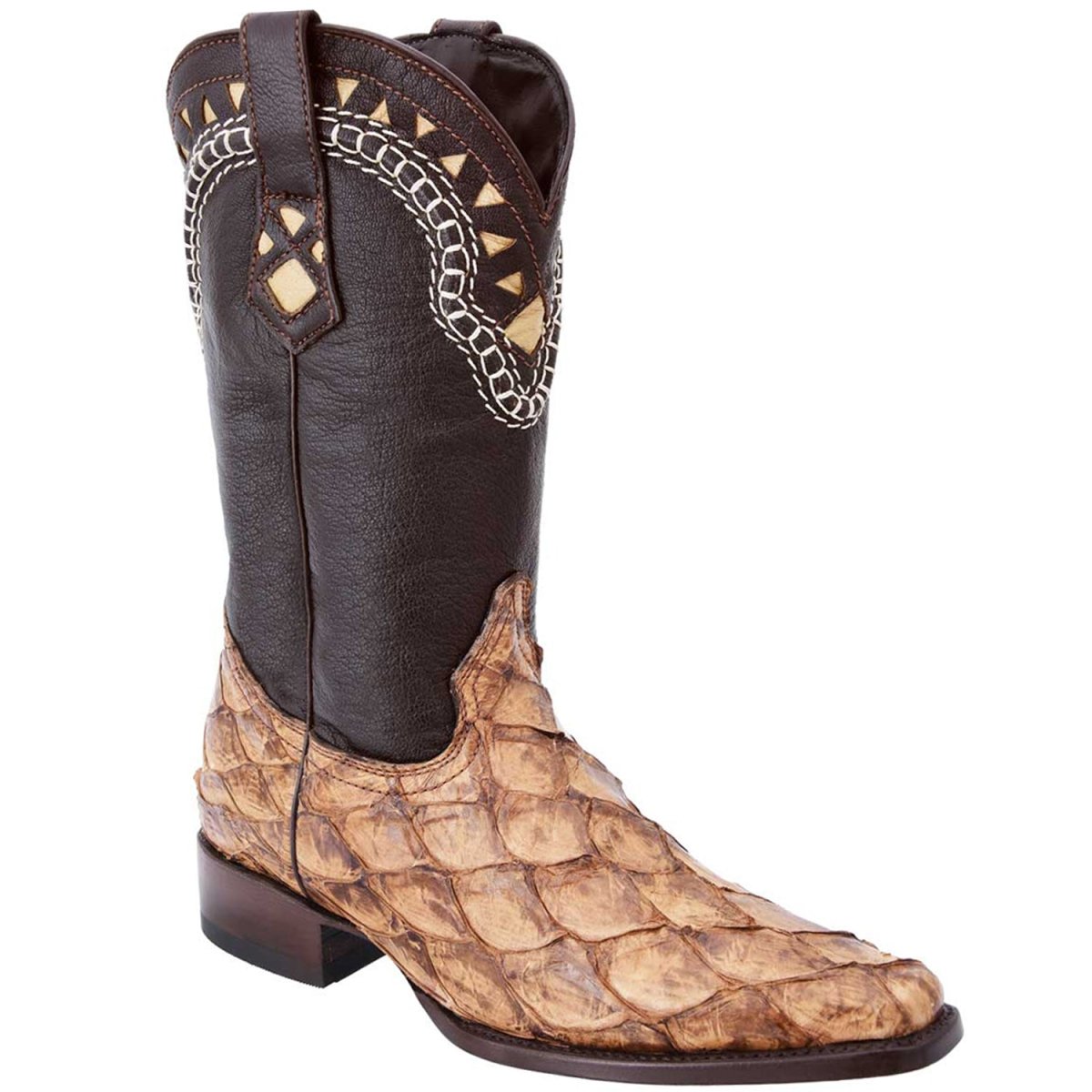 Botas de Pescado Pirarucu Original en Horma Europea Cuadrada Color Arena WD-151 - White Diamonds Boots