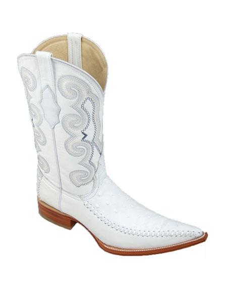Botas de Piel con acabado tipo Avestruz Blanco WD-148 - White Diamonds