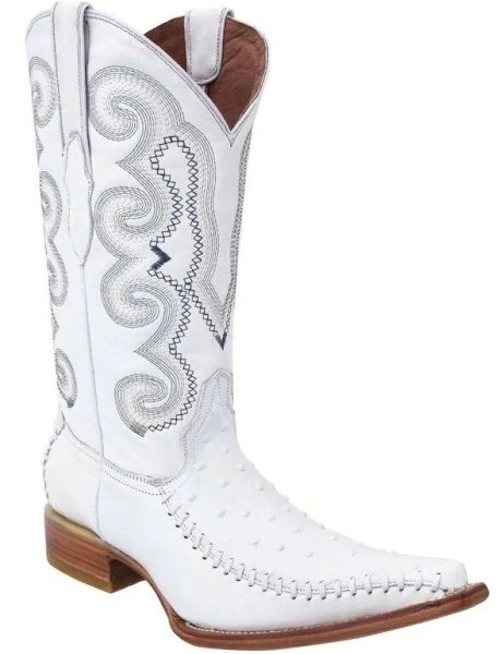 Botas de Piel con acabado tipo Avestruz Blanco WD-148 - White Diamonds