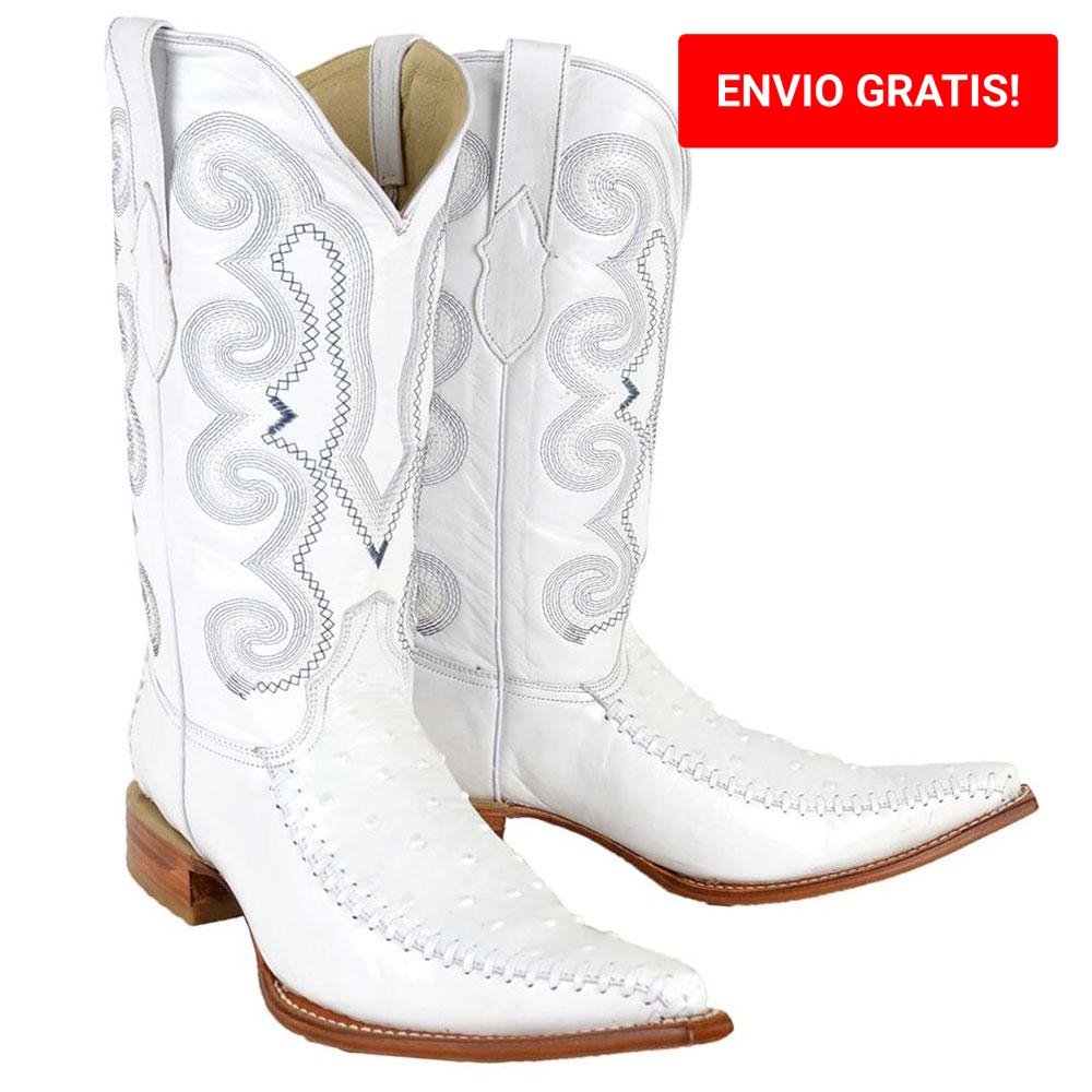 Botas de Piel con acabado tipo Avestruz Blanco WD-148 - White Diamonds