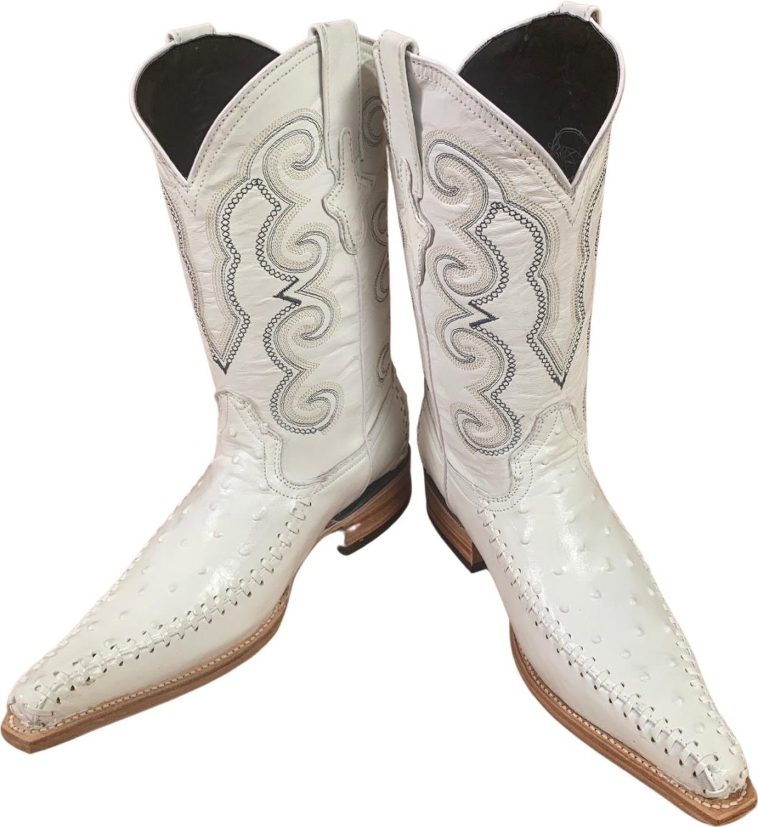 Botas de Piel con acabado tipo Avestruz Blanco WD-148 - White Diamonds