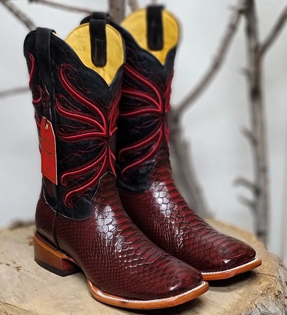 Botas de Piton Grabado Horma Rodeo Cuadrada Q8225718 - Quincy Boots