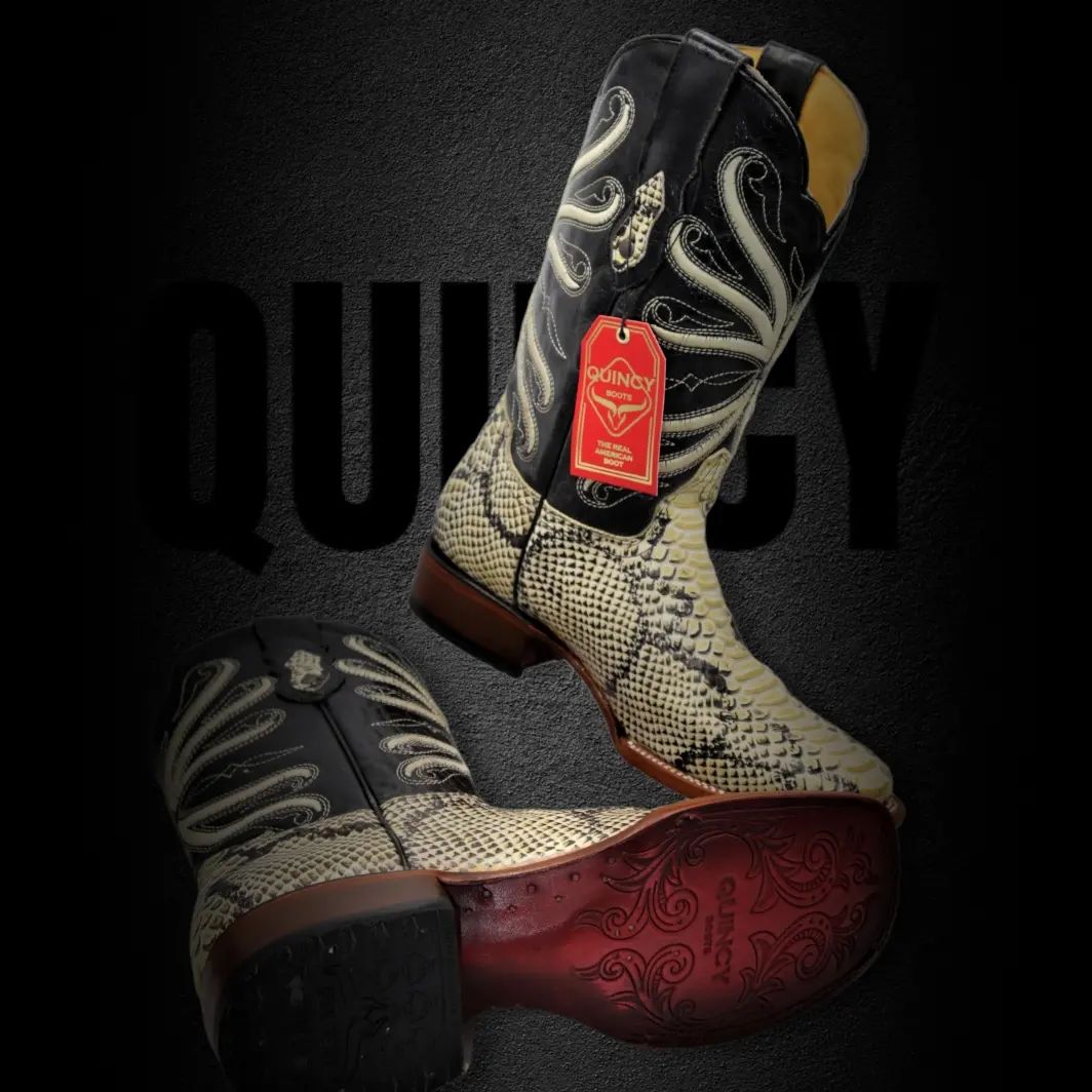Botas de Piton Grabado Horma Rodeo Cuadrada Q8225749 - Quincy Boots