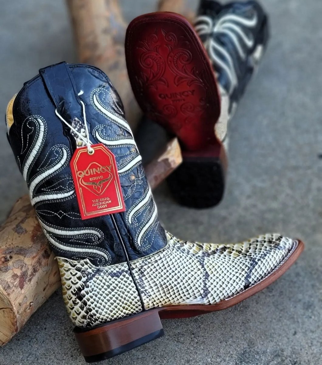 Botas de Piton Grabado Horma Rodeo Cuadrada Q8225749 - Quincy Boots