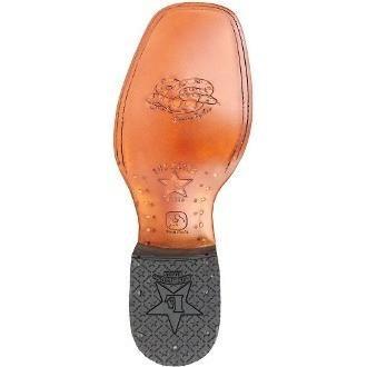 Western Genuine Python Square Wide Toe Rodeo Boots Nubuck Brown Color – Los Altos Boots – Sole View