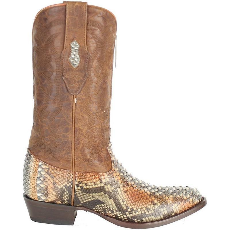 Western Genuine Python Oval Toe Boots Rustic Cognac Color - Los Altos Boots - Right Side View