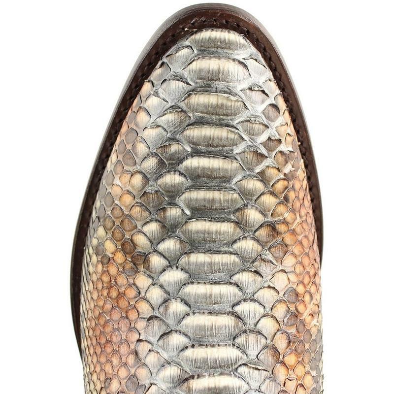 Western Genuine Python Oval Toe Boots Rustic Cognac Color - Los Altos Boots - Toe View