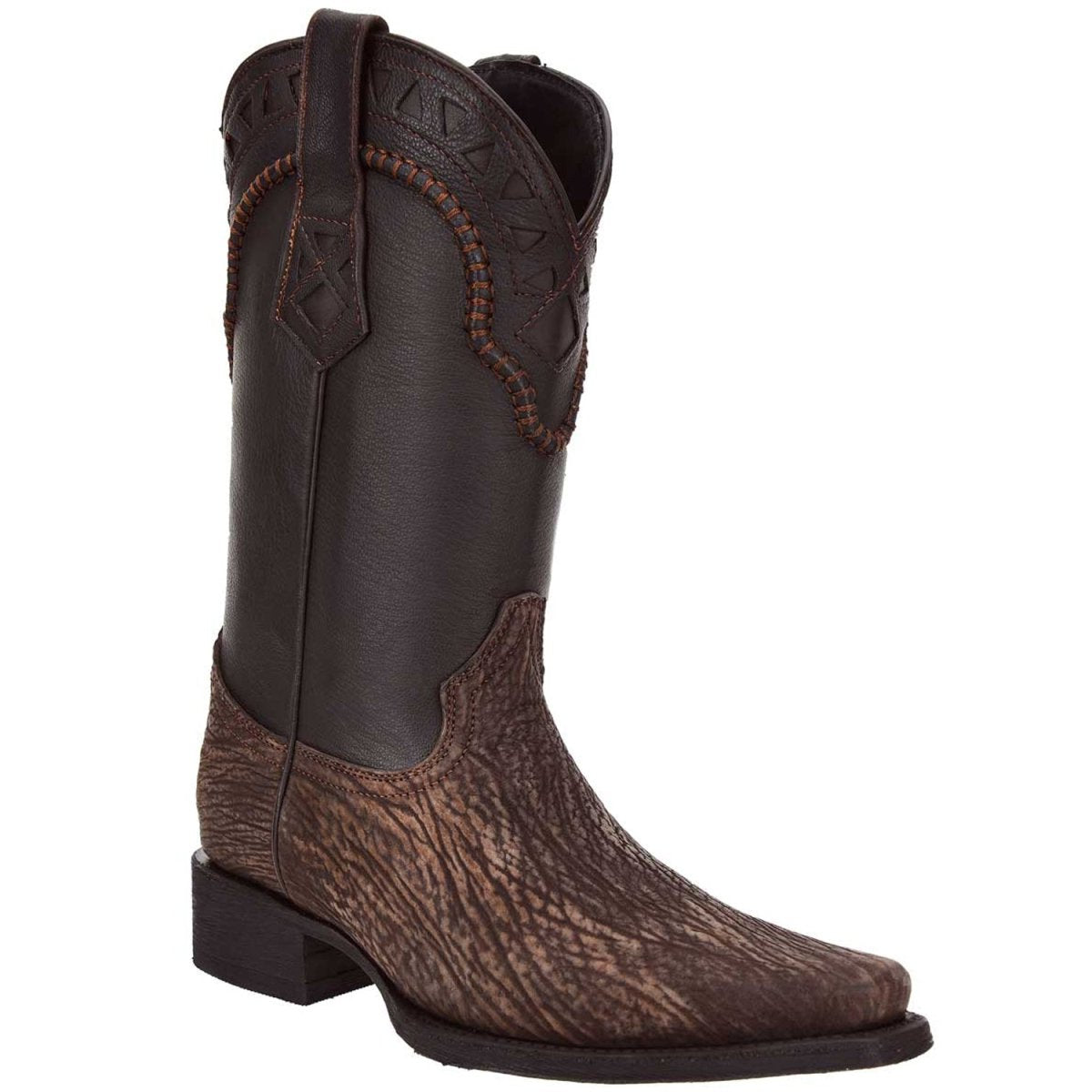 Botas de Tiburon Original Horma Cuadrada Europea Color Cafe WD-153 - White Diamons Boots