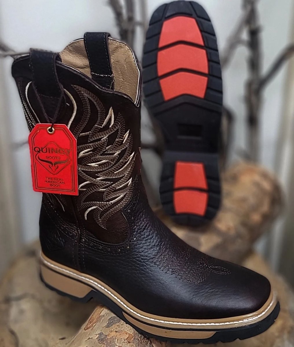 Botas de Trabajo Horma Rodeo Suela Doble Densidad Color Chocolate Q822W2794 - Quincy Boots